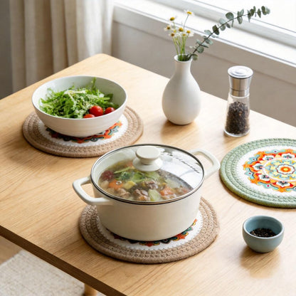 8 Inch 4-Pack Trivets for Hot Dishes, Cotton Pot Holders