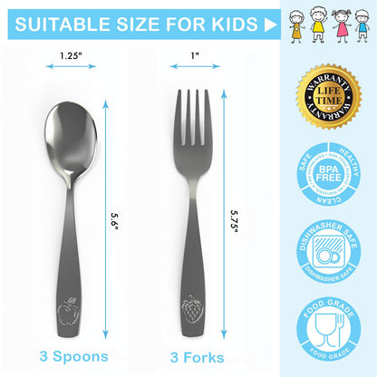CHILLOUT LIFE Stainless Steel Kids Silverware Set 15 Pieces - Child and Toddler Safe Flatware - Kids Utensil Set - Metal Kids Cutlery Set Includes 5 Small Kids Spoons, 5 Forks & 5 Knives