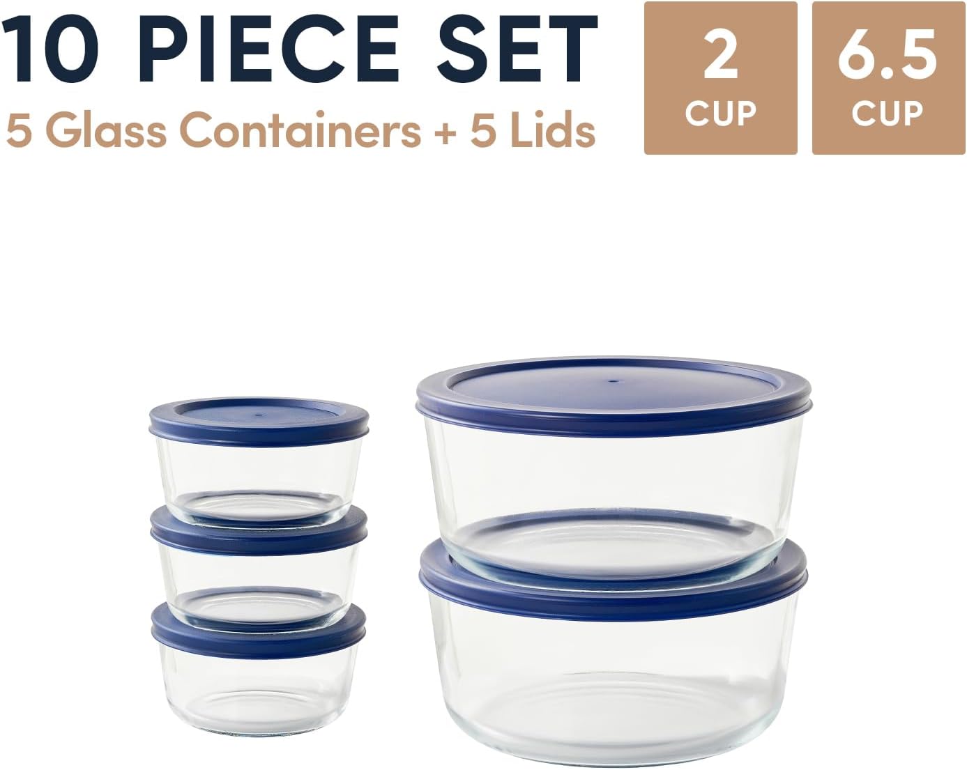 6-Piece Glass Food Storage Containers Set (3 Containers + 3 BPA-Free Lids) | 2-Cup, Leakproof | Microwave, Freezer, Oven & Dishwasher Safe | Ideal for Meal Prep & Pantry Organization, Pistachio