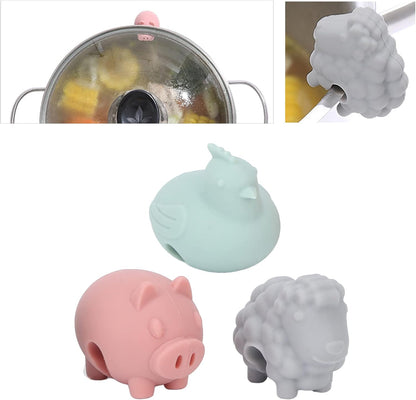 3PCS Spill Proof Lid Lifter, Silicone Cute Anti Overflow Pot Watcher