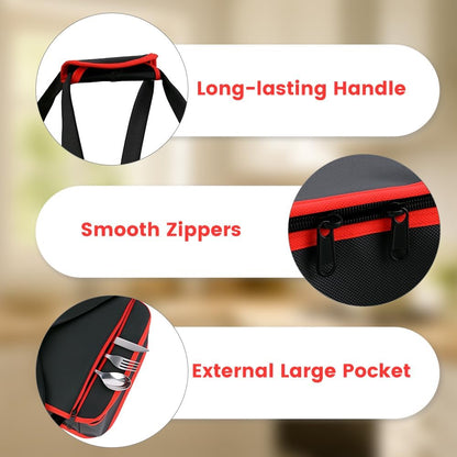 Insulated Resuable Casserole Carrier Bag for Hot or Cold Food, Foldable Portable Prep Carrier, Thermal Food Transport Bag for 9''x13'' & 11''x15'' Baking Pan, Travel Picnic Cake Dessert lunch, Black