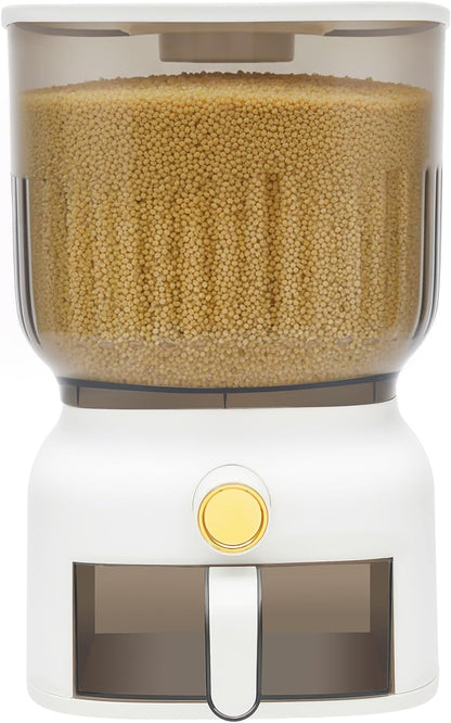Rice Dispenser, 6kg/13.23 lbs Large Grain Storage Container Sealed Moisture Proof with Cup, Time Scale, Top Box, Kitchen Pantry Household Cereal Dispenser Bucket for Rice Beans Grains Dry Food