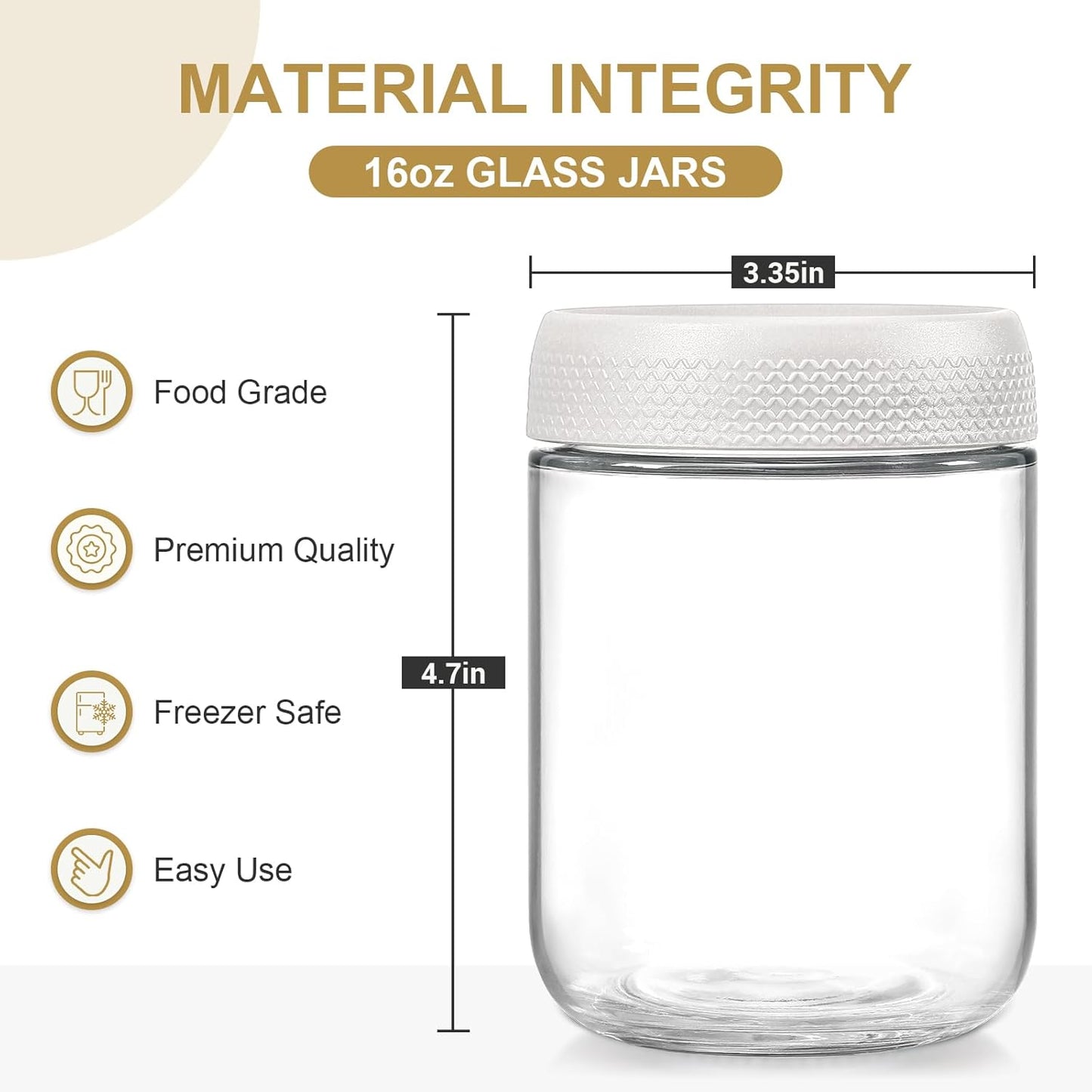 NETANY 6-pack 10oz Glass jars with Airtight Lids, Overnight Oats Containers with Lids, Wide mouth Mason Salad jars, Glass Food Storage Containers for Snacks Yogurt Spice Sugar