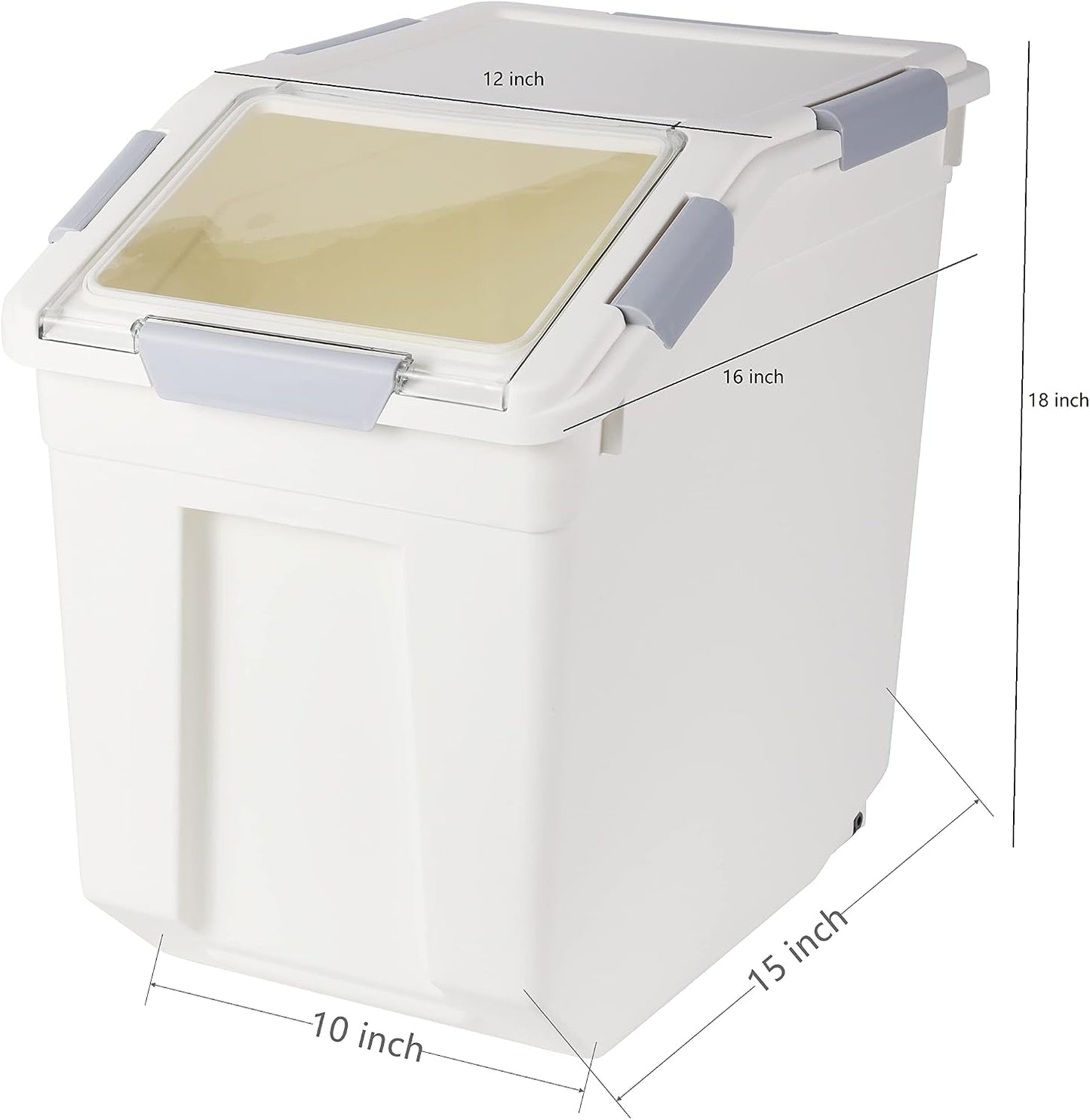 EonTone [2-Pack] 30 lbs Rice Storage Container, 15L Airtight Food Bin with Wheels for Flour, Pet Food