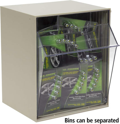 Akro-Mils TiltView Plastic Storage Cabinet with 6 Tilt Out Bins, Horizontal Organizer, Teacher Toolbox, and Office Supply Organizer, 23-5/8" W x 3-1/2" H x 3-3/4" D, Stone