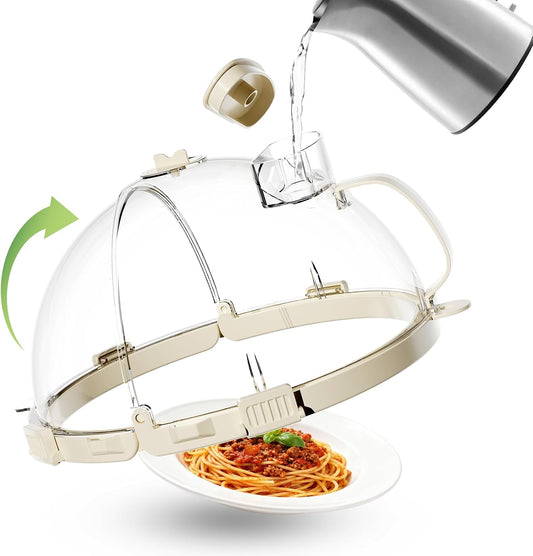JOYZAN Foldable Microwave Splatter Cover for Food with Dual Water Steamer