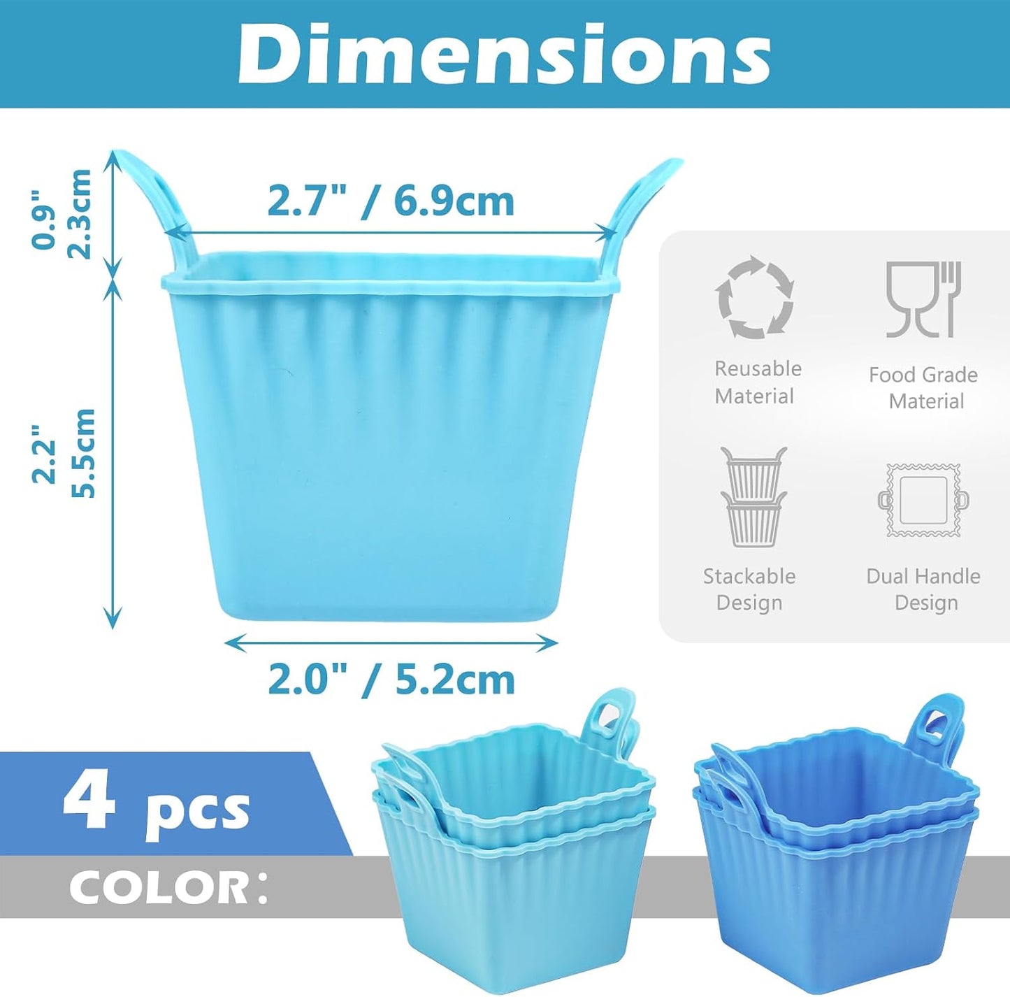 Koluti Nonstick Silicone Muffin Baking Cups Pack of 12, Reusable Cupcake Molds with Double Handle, BPA Free, Mini Round Air Fryer Cupcakes Liner, 3 Colors