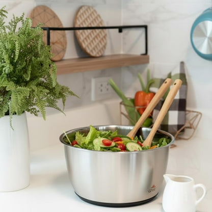 GINSU Pump Salad Spinner with Stainless Steel Bowl 6L Large Capacity Manual Spinner, Durable BPA-Free Design for Fast Drying Lettuce, Vegetables & Fruits