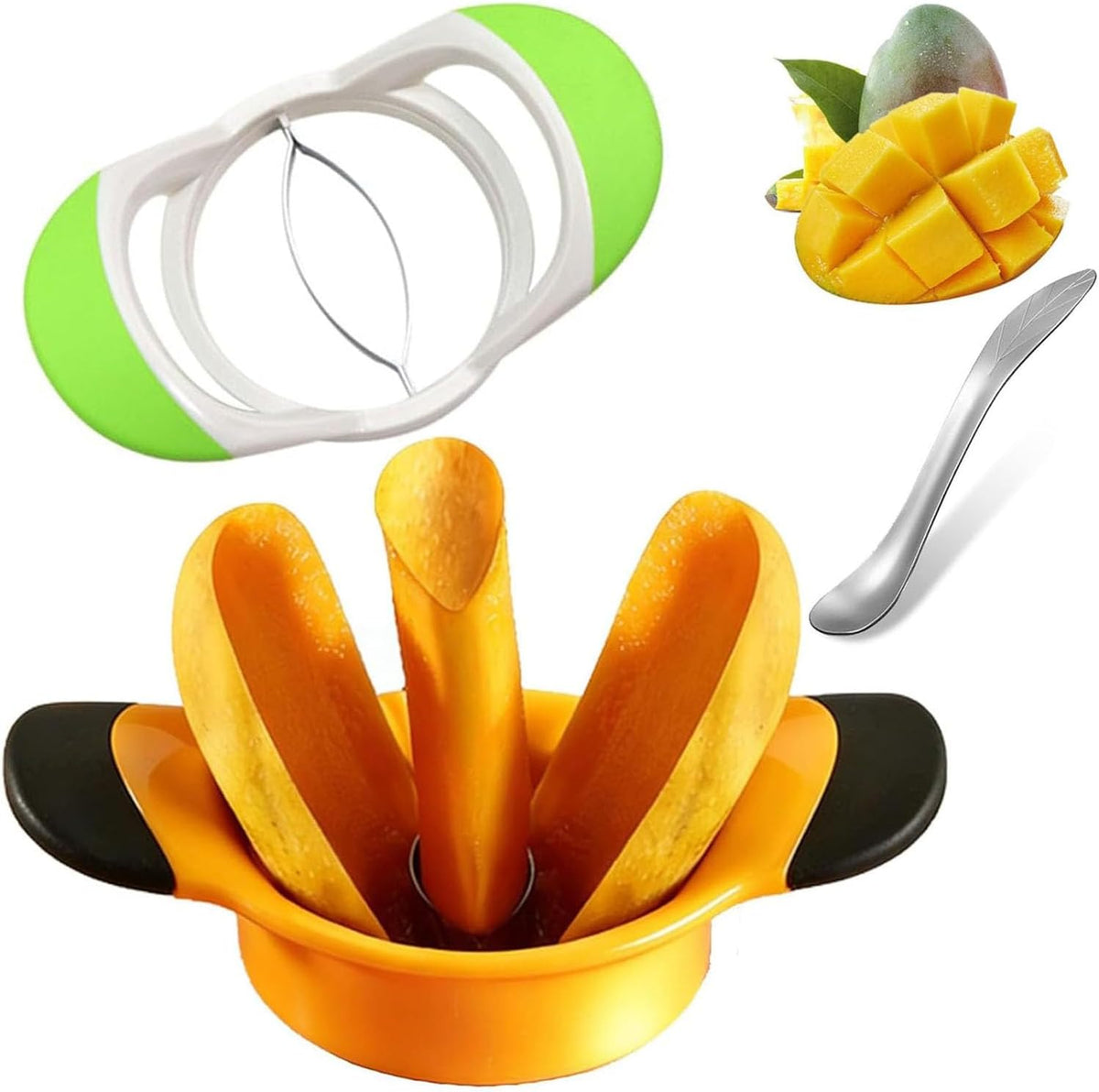 3Pcs Mango Slicer, Mango Cutter, Mango Peeler, Stainless Steel Fruit Tool