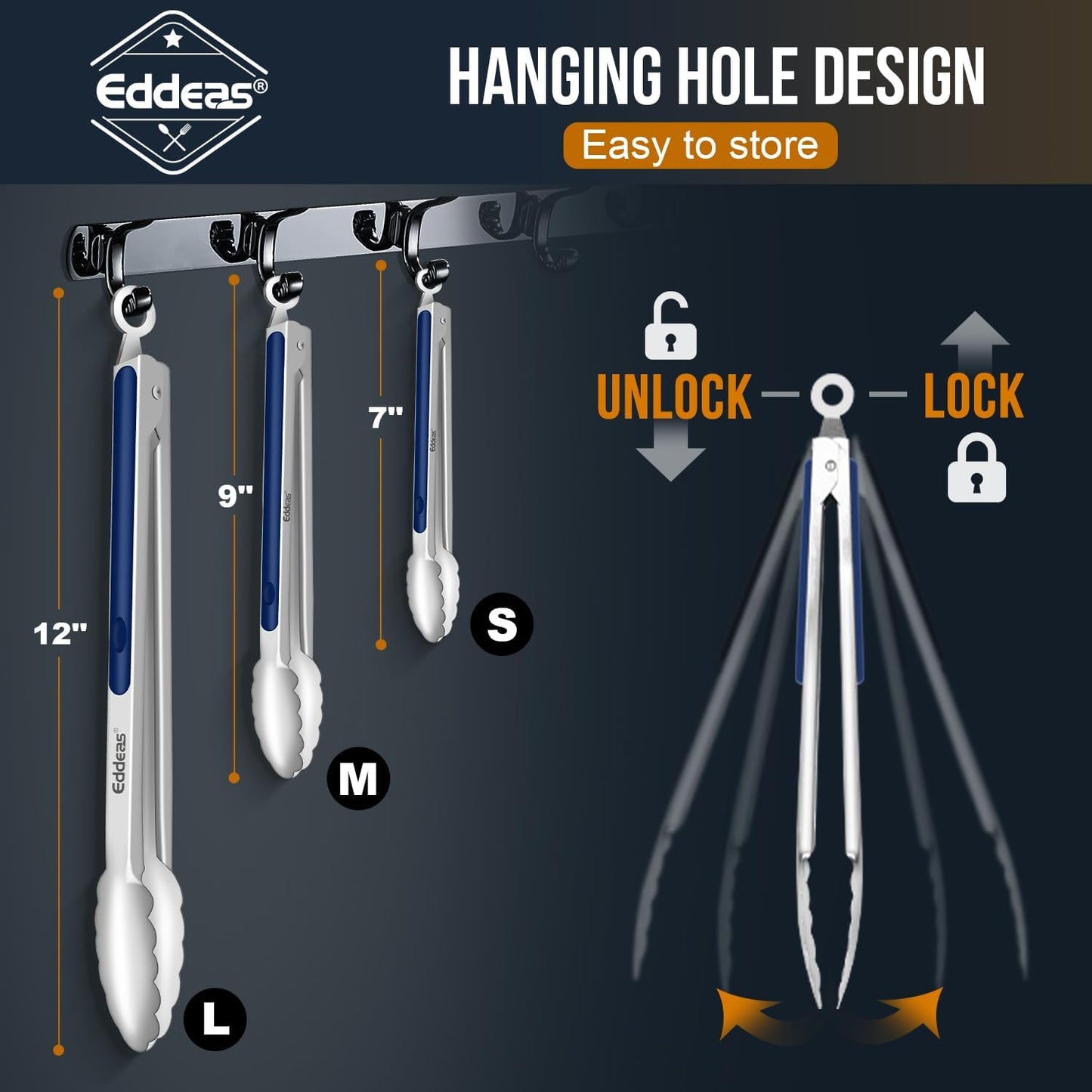Eddeas Kitchen Tweezers Tongs, Cooking Tweezers Stainless Steel - 3 Size 12'' 10'' & 8 inch Ideal for Meat, pasta, plating and pinching delicate small pieces of food, Set of 3