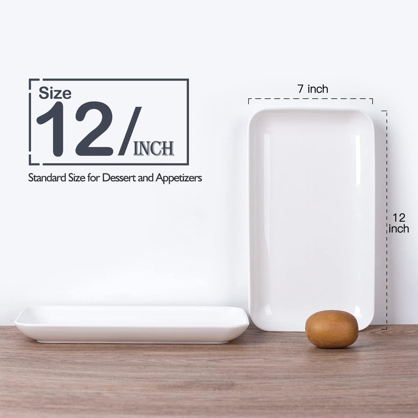 DELLING 16 Inch Large Serving Platter Set of 3, White Porcelain Platters for Serving Food - Rectangular Serving Trays for Party Entertaining, Oven Safe to 590°F, Dinnerware
