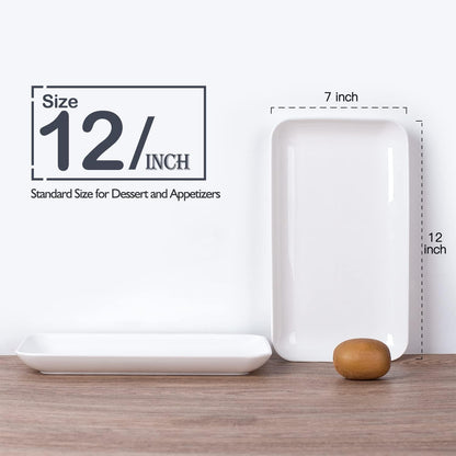 DELLING 16 Inch Large Serving Platter Set of 3, White Porcelain Platters for Serving Food - Rectangular Serving Trays for Party Entertaining, Oven Safe to 590°F, Dinnerware