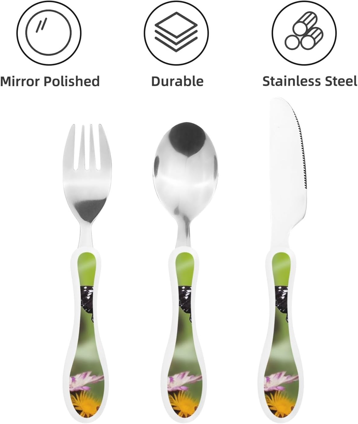 3-Piece Kids Silverware Set With Storage Case, Stainless Steel Reusable Children Safe Knife Spoon Fork Set Elephant Pattern Children Flatware Set For Kids Lunch Box