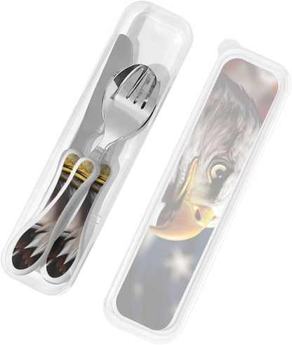 3-Piece Kids Silverware Set With Storage Case, Stainless Steel Reusable Children Safe Knife Spoon Fork Set Butterfly On Beautiful Flower Children Flatware Set For Kids Lunch Box