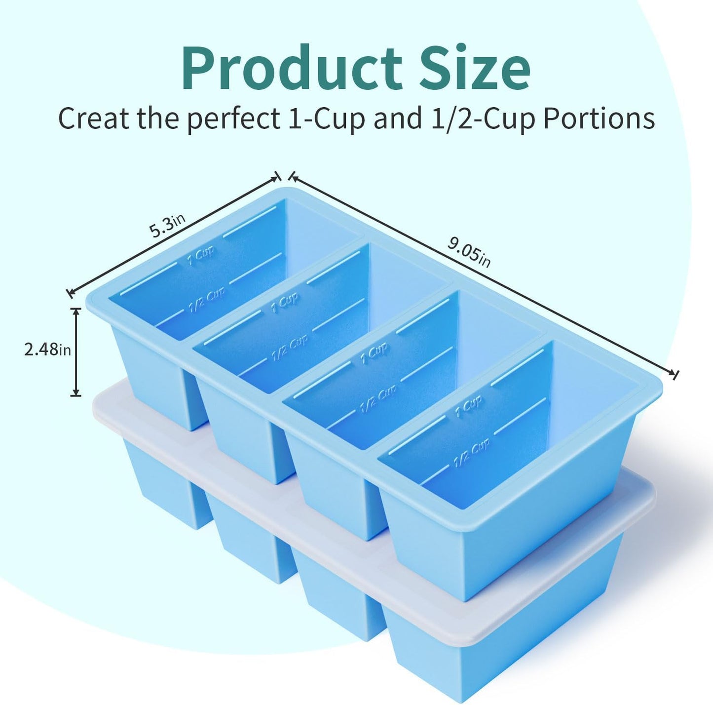 Silicone Freezer Tray for Sauce Cube: GGOW Silicone Freezing Tray for Broth Soup Storage - Freeze 250mL 125mL Souped Portion