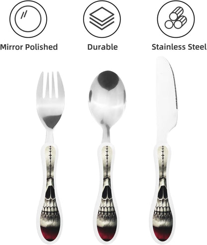 3-Piece Kids Silverware Set With Storage Case, Stainless Steel Reusable Children Safe Knife Spoon Fork Set Dreamy Jellyfish Print Children Flatware Set For Kids Lunch Box