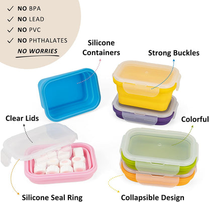 Collapsible Food Storage Containers with Lids, 4 Pack, 40 oz Silicone 1-Compartment Meal Prep Containers Reusable, Lunch Bento Boxes for Adults, Microwave Freezer Dishwasher Safe, BPA-Free, Black