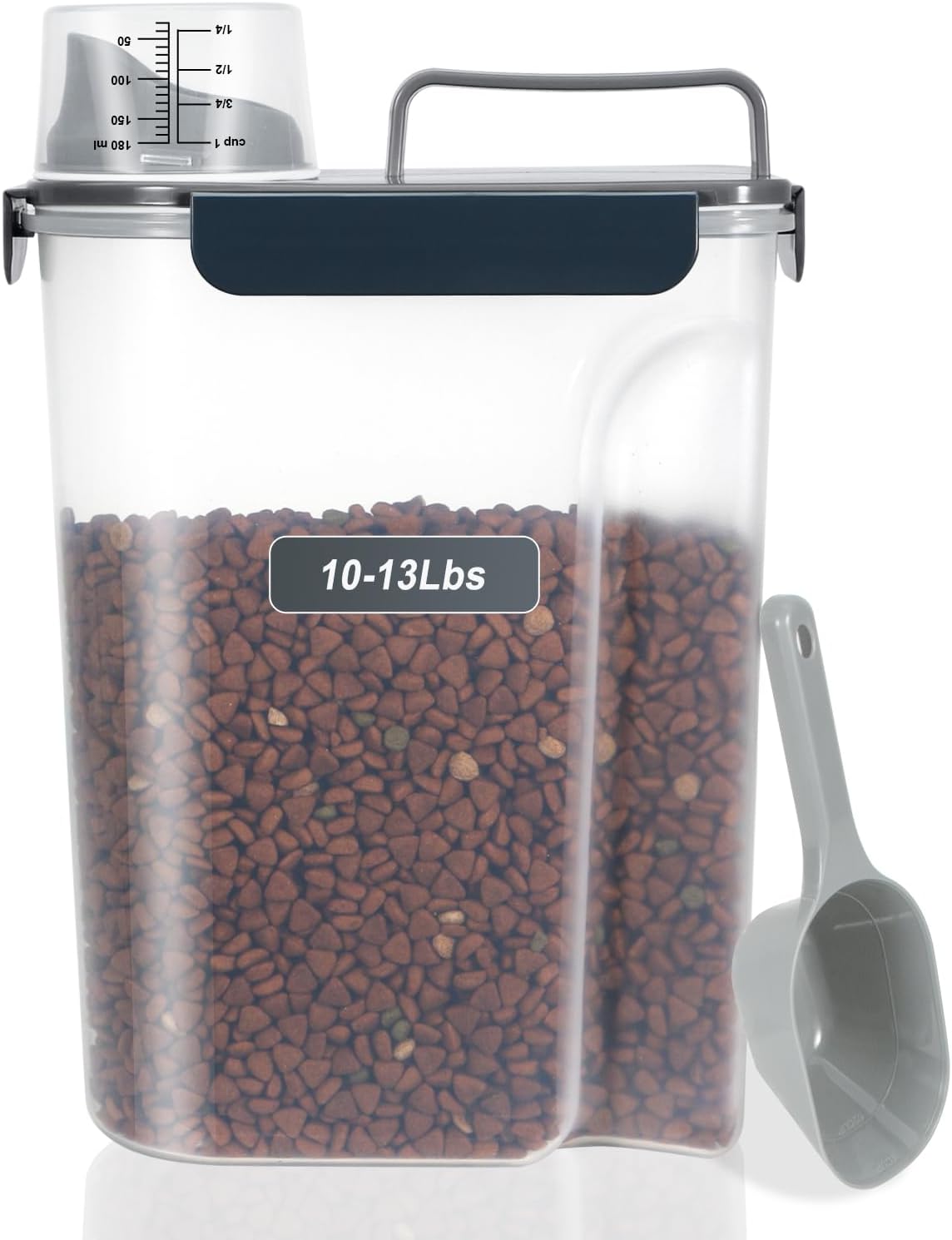 LEAWALK 5Lbs Airtight Cat Dog Food Storage Container with Upgraded Large Nozzle BPA-Free, Pet Food Storage Containers for Rice, Grain, Pet Food, Flour, Dog Treat Storage (Dark Gray, 5L-1pack)
