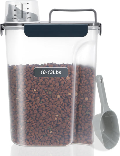 LEAWALK 5Lbs Airtight Cat Dog Food Storage Container with Upgraded Large Nozzle BPA-Free, Pet Food Storage Containers for Rice, Grain, Pet Food, Flour, Dog Treat Storage (Dark Gray, 5L-1pack)