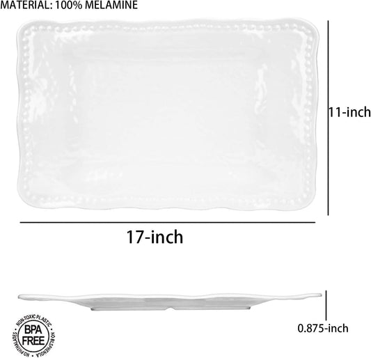 Melamine Trays, 17-inch Serving Trays and Platters, Set of 2 White