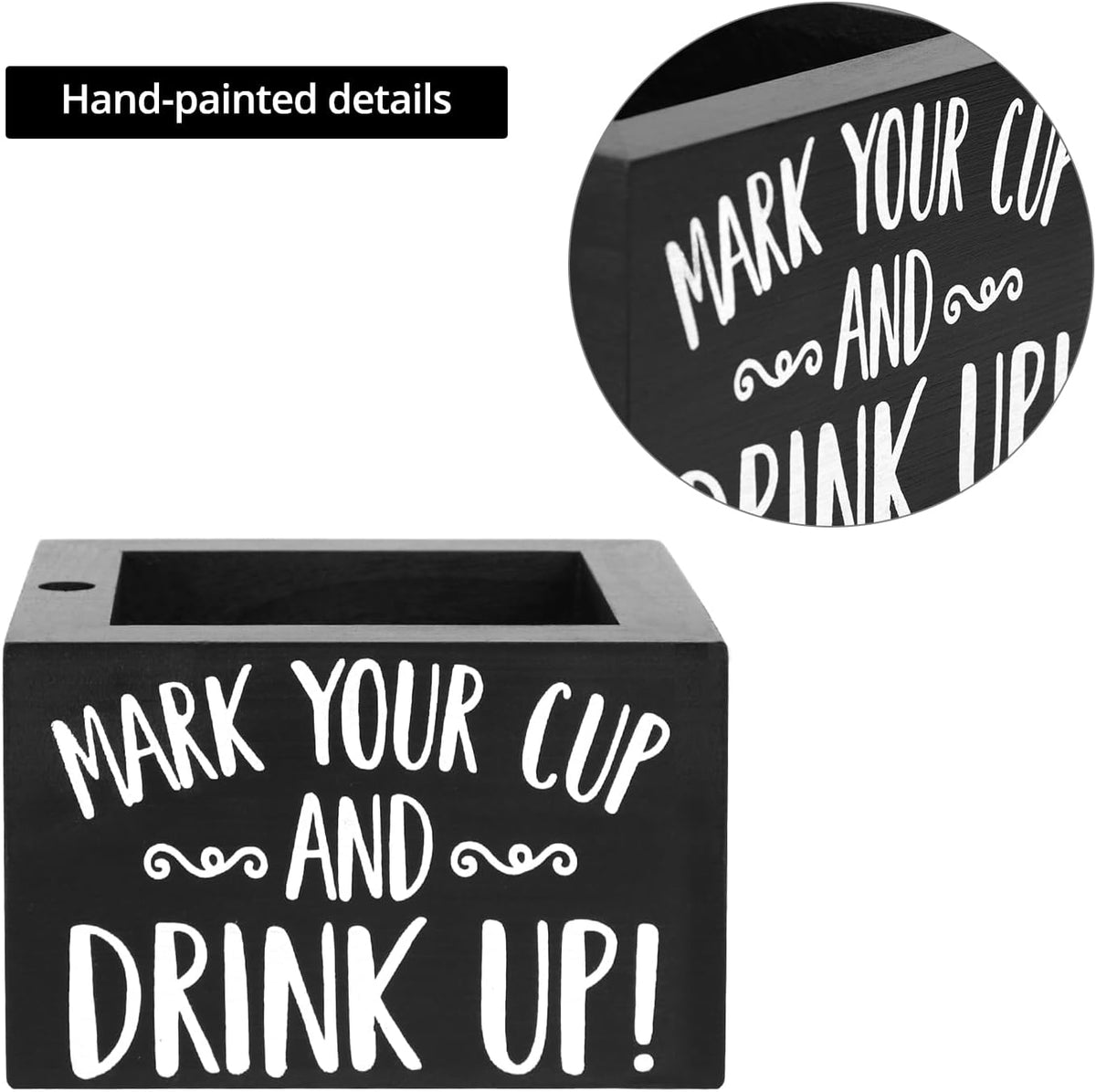 QWORK Disposable Cup Holder with Marker Slot - Solid Wood, Wooden Party Cup Holder, Drink Caddy Dispenser Organizer Drink Up Cup Holder for Kitchen, Parties, Bathrooms, Housewarming Party Decor
