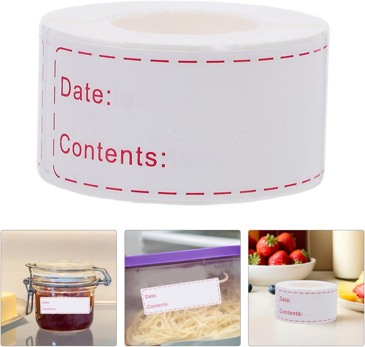 Removable Freezer Labels Date Content Label Stickers for Food Storage Kitchen Fridge Labels for Containers Food Label Stickers for Recording Date Content and Expiration 1 Roll
