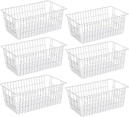 Slideep Wire Baskets Farmhouse Freezer Organizer Storage Bin Basket with Handles, Food Storage for Kitchen Cabinets, Pantry, Closet, Bedroom, Bathroom, Office 3 Pack