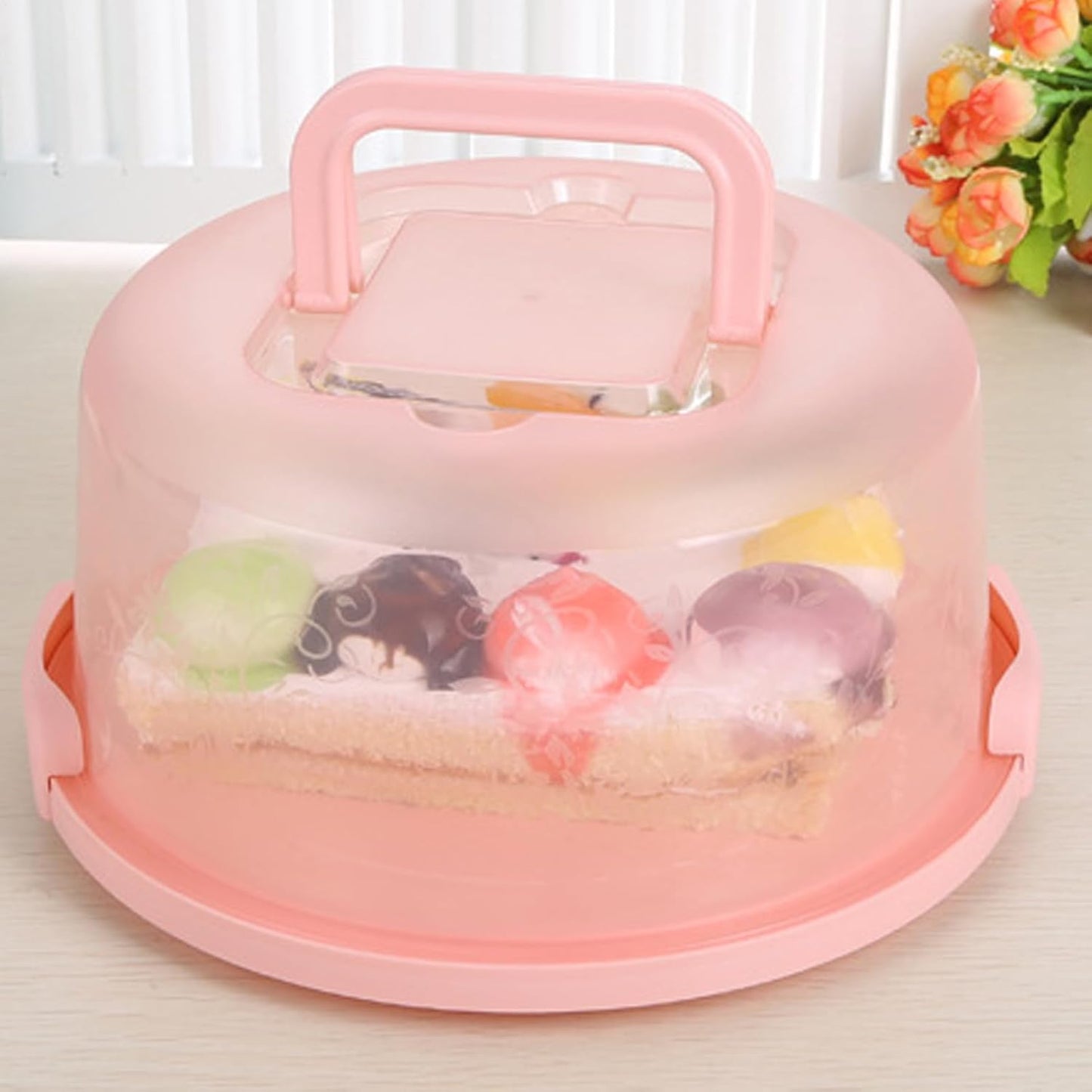 Cake Carrier With Lid And Handle, Round Cake Containers For 10 Inch Cakes, Cupcake Holder, Dustproof, Pie Keeper, Portable Cupcakes Transport Container For Cakes Pie Muffin Pizza Desserts