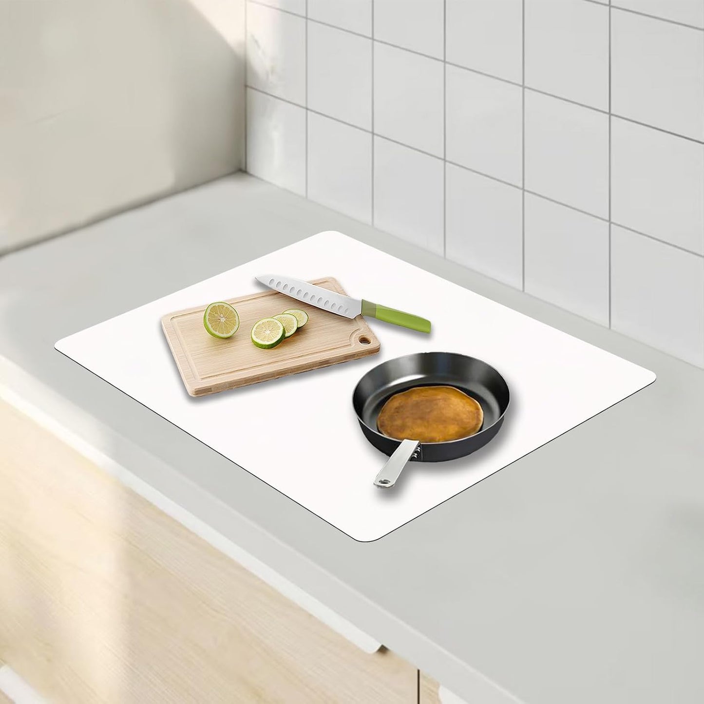 72''x16'' Extra Large Silicone Mat for Kitchen Counter, Heat Resistant Countertop Protector, Non-Slip Waterproof Kitchen Island Mat, Easy to Clean, Light Gray