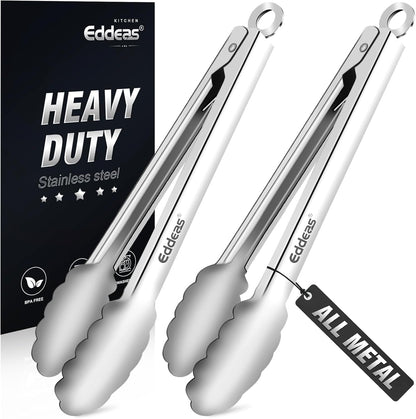 Eddeas Kitchen Tweezers Tongs, Cooking Tweezers Stainless Steel - 3 Size 12'' 10'' & 8 inch Ideal for Meat, pasta, plating and pinching delicate small pieces of food, Set of 3