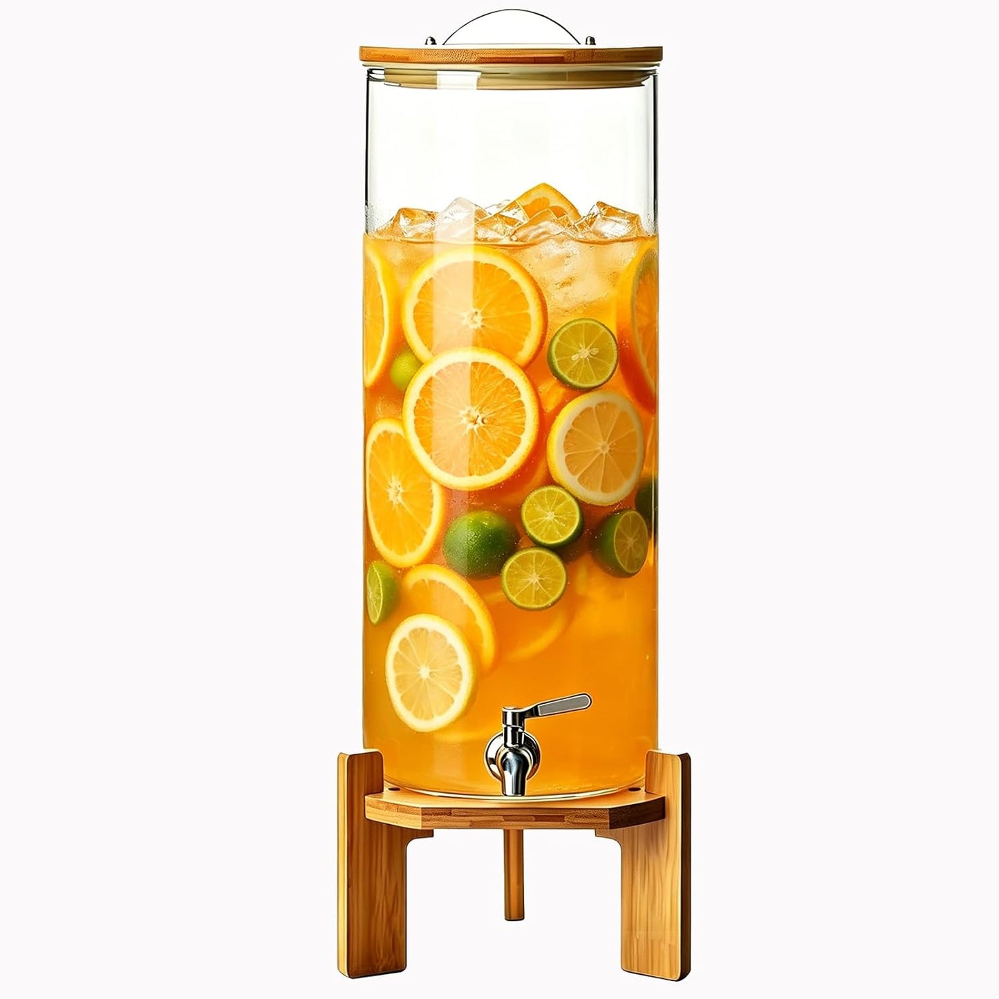Beverage Dispenser,2.1 Gallon Glass Drink Dispenser with Stand,Glass water dispenser with Spigot, Large Drink Dispensers for Parties,Water Dispensers for Bar,Wedding,Restaurants 8L