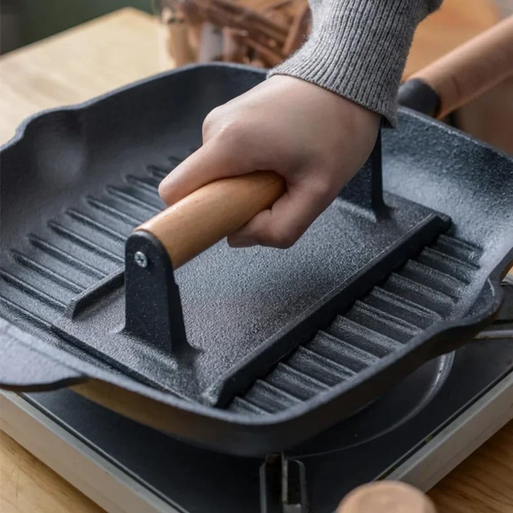 Grill Weight Press Cast Iron, 2.4LB Rectangle Meat Weight Bacon Smash