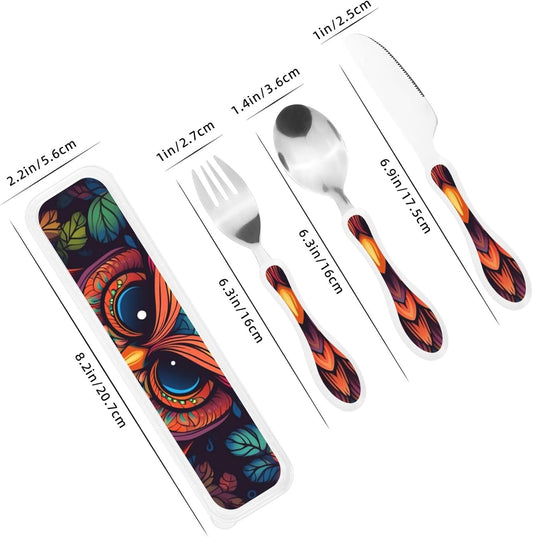 3-Piece Kids Silverware Set With Storage Case, Stainless Steel Reusable Children Safe Knife Spoon Fork Set Sugar Skulls Children Flatware Set For Kids Lunch Box