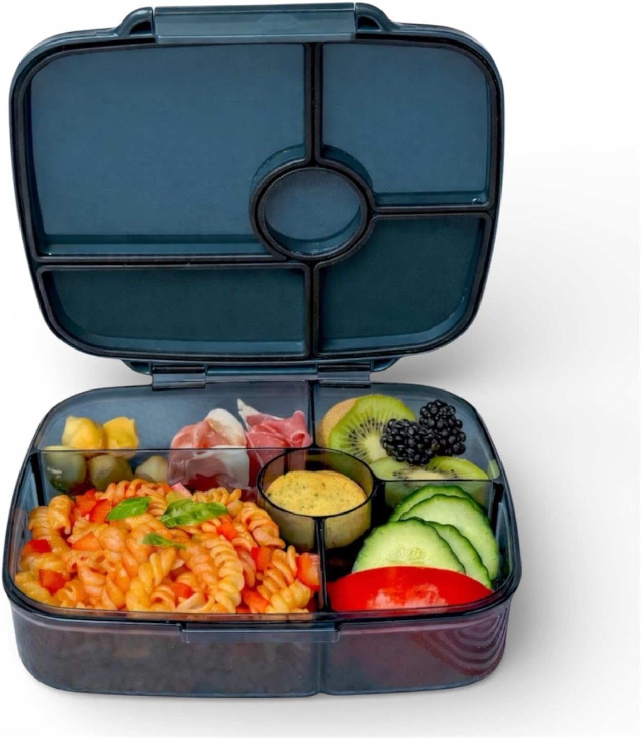 Yumbox Go Leakproof Bento Lunch Box, 5 Compartments, Charcoal Gray | Deep Portioned Tray | Removable Silicone Gasket | Lightweight Construction | Fits Most Lunch Bags | Easy-Clean Design