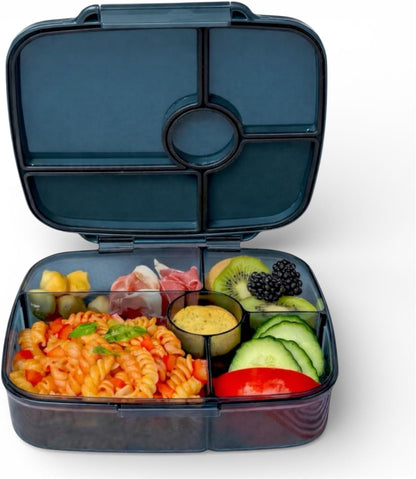 Yumbox Go Leakproof Bento Lunch Box, 5 Compartments, Charcoal Gray | Deep Portioned Tray | Removable Silicone Gasket | Lightweight Construction | Fits Most Lunch Bags | Easy-Clean Design