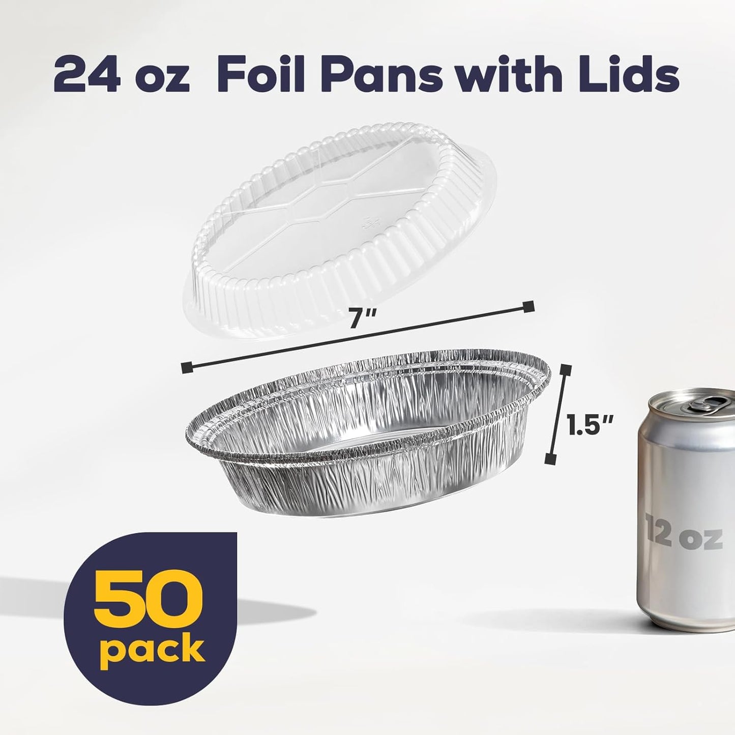 Fit Meal Prep 45 pack 9" Round Aluminum Foil Pans with Clear Dome Lids, Pie Tins Disposable 9 inch with Lids, Take Out Containers, Freezer Oven Safe Aluminum Baking Pans for Storing, Cooking, Storage