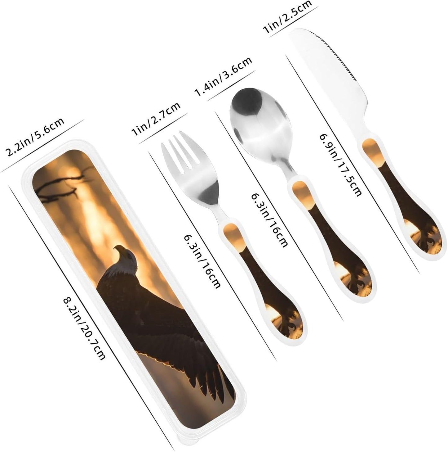 3-Piece Kids Silverware Set With Storage Case, Stainless Steel Reusable Children Safe Knife Spoon Fork Set Blue Active Girl Running Sunset Children Flatware Set For Kids Lunch Box - Colors A