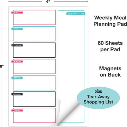 Global Printed Products 8.5" x 11" Horizontal Meal Planning Pad, 60-Sheets, Soft Pink Floral