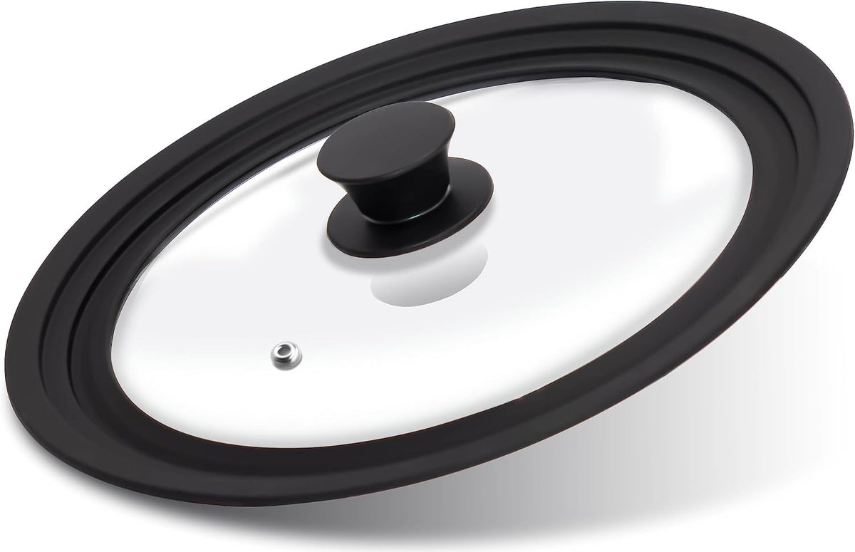 Lerykin Tempered Glass Lid - Universal Lid with Heat Resistant Silicone Rim for Pots, Pans and Skillets - Pan Cover Replacement Lid Fits 9.5", 10" and 11" Diameter Cookware