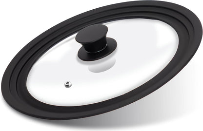 Lerykin Tempered Glass Lid - Universal Lid with Heat Resistant Silicone Rim for Pots, Pans and Skillets - Pan Cover Replacement Lid Fits 9.5", 10" and 11" Diameter Cookware