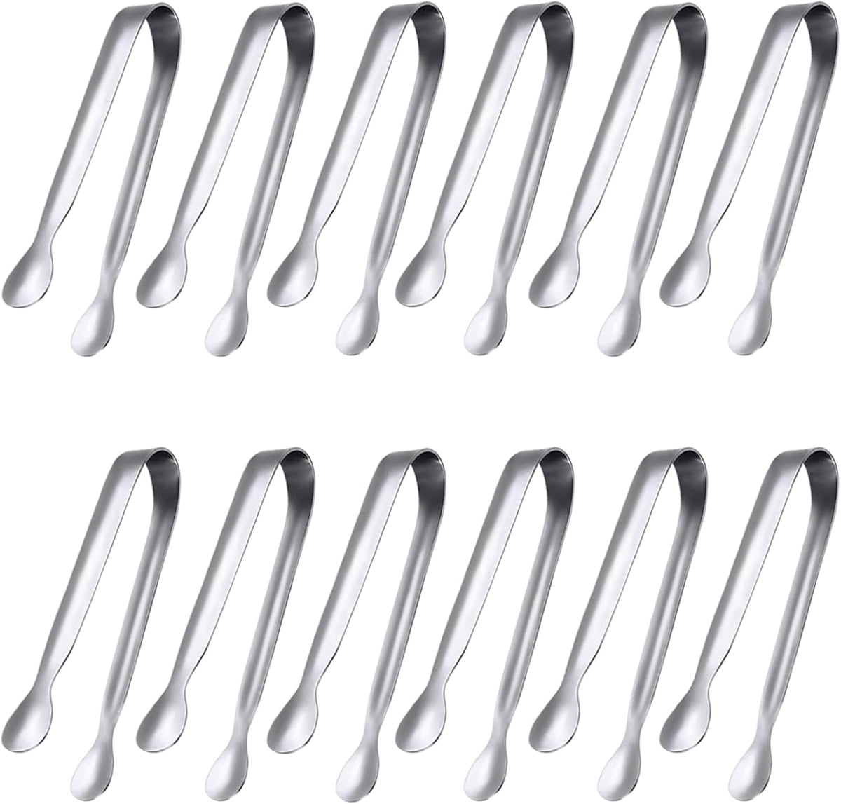 JCREN 12 Pcs Serving Tongs, Small Serving Utensils for Parties Catering Gold Tongs, Small Stainless Steel Mini Appetizer Tongs for Tea Party Coffee Bar, 4 Inches - Gold