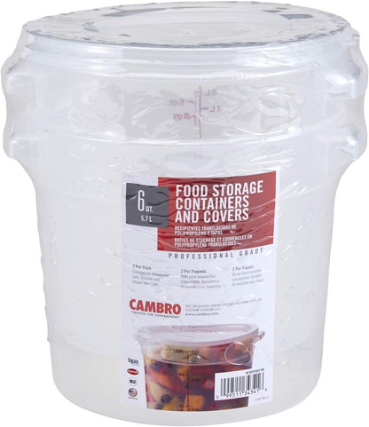 Cambro 1-Quart Round Food-Storage Container with Lid, Set of 3
