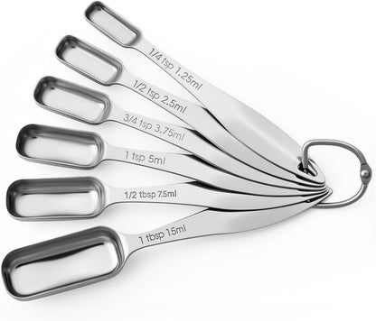FANGSUN Stainless Steel Measuring Spoons, Narrow Design