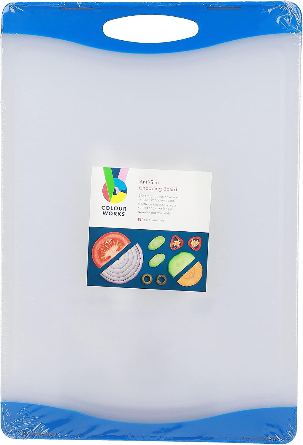 Colourworks Polyethylene Reversible Cutting Board, Non Stick Non Slip Food Chopping Mat, 36.5 x 25 cm – White/Green