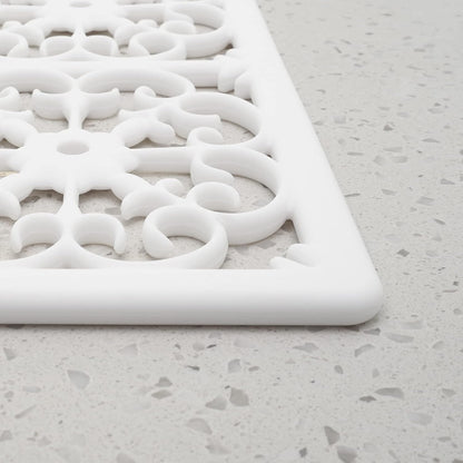 GASARÉ, Extra Large, Thick, Silicone Trivet for Hot Dishes, Pots, and Pans, Heat Resistant Mat for Countertop, Hot Pad for Kitchen, Easy to Clean, 16 x 12 x 3/8 Inches, White