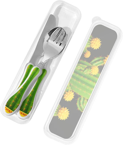 3-Piece Kids Silverware Set With Storage Case, Stainless Steel Reusable Children Safe Knife Spoon Fork Set Animal Cartoon Owls Cute Children Flatware Set For Kids Lunch Box