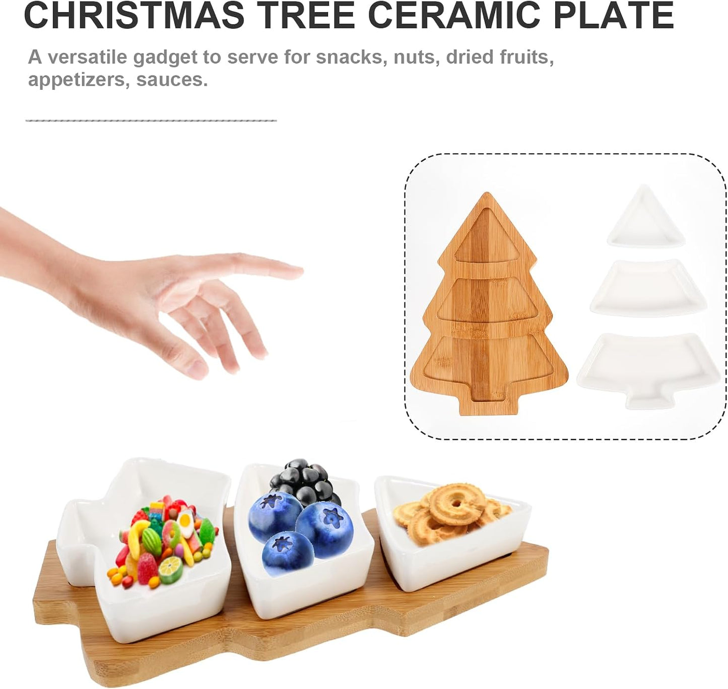 Operitacx Ceramics Serving Tray Christmas Tree Fruit Tray, Veggie Tray Fruit Platter for and Vegetable Snacks Dips