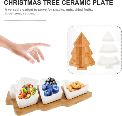 Operitacx Ceramics Serving Tray Christmas Tree Fruit Tray, Veggie Tray Fruit Platter for and Vegetable Snacks Dips