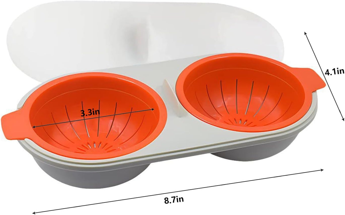 Microwave Egg Poacher,2 Cavity Eggs Poacher, Microwave egg cooker with Lid