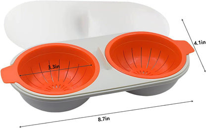 Microwave Egg Poacher,2 Cavity Eggs Poacher, Microwave egg cooker with Lid